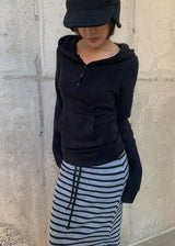 WOOL BUTTON HOOD TEE