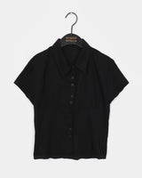 Pre lace punching short-sleeved blouse shirt