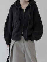 ケーブルツーウェイニットフードジップアップ