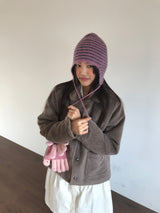ウィールアンゴラストライプビーニー (4color)