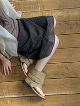 Fold suede buckle strap flat flip-flop boots