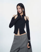 CASPIAN LONG SLEEVE TOP (BLACK)