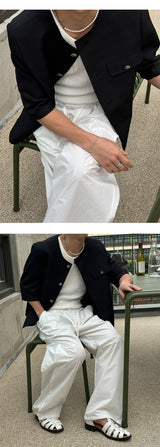 [Unisex] Nylon two tuck rope banding pants(3color)