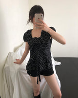 Koe Dot Short-Sleeve Blouse