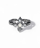 Gray Snow Star Cubic Open Ring