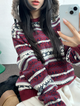 ノルディックスノーフラワーディアニット🦌❤💙🩶3COLOR