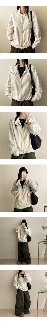 Port boxy shuffle neck slit jacket