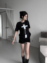 cross lettering crack T (3color)