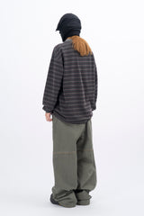 Juk Collar Stripe Pigment Long Sleeve T-Shirt