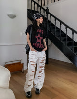 ヘイトラブプリンティングオーバー半袖Tシャツ