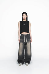 25SS ベーシックロゴウーマンクロップスリーブレス ブラック