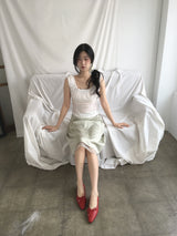 リボンシャーリングフラットシューズ