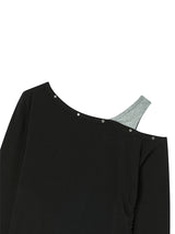 アイレット オフ ショルダー ロング スリーブ ブラック