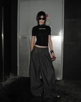 PUSH PUSH PP STRIPES PANTS ストライプワイドパンツ（ブラック）