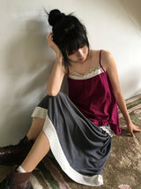 Bert Color Matching Banding Flower Midi Skirt