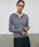 HALF ZIP UP SLIM LS HOODY_GRAY