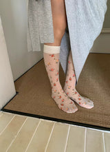 Flower pop knee socks