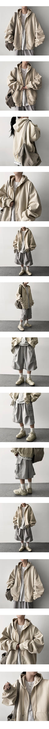 Something Pigment Two Way Hooded Zip-Up