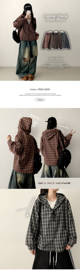 Meki Check Hooded Shirt 