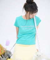 502 グリッターレタリングTシャツ - ミント