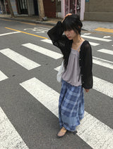 Juel Vintage Check Banding Long Skirt