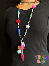 Colourful mixed beads long chain necklace