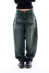 Faded relaxed embo denim pants 