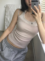 バタフライレーススリーブレスシャツ