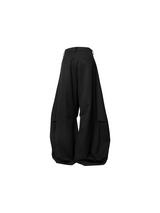 RELABEL Three-dimensional Composition (Lines and Corners) Horizontal And Vertical Combination Of Pleated And Draped Loose-fitting Scimitar Silhouette Suit Trousers