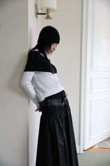 Marine leather long skirt