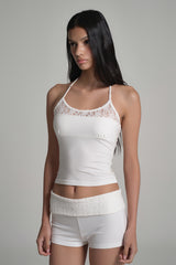 Caramel lace cami top, White