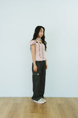 CHEEK DOT PUFF BLOUSE SCARF SET 