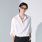 linen concho roll up shirt white