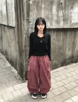 バンブー スリム ニット Tシャツ