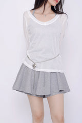 Yeori 3-Piece Set: T-shirt + Sleeveless Bra Top + Elastic Skirt Shorts