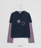 バッフォンボーダー星レイヤード長袖Tシャツ
