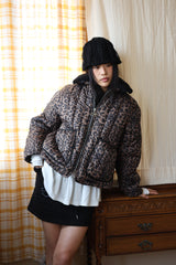  LEOPARD SHIRRING PADDING_BROWN