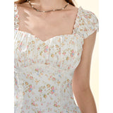 [GirlyFancyClub] French Court Small Floral Satin Top for Women