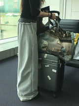 Berun Stripe Color Matching Banding Wide Long Pants