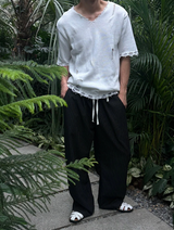 [S/S]バカンスダメージVネックハーフニット(3color)