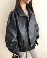 Noem Collar Oversized Leather Jacket