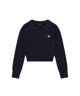 LOGO OPEN COLLAR CABLE KNIT
