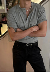 [S/S] Pleats pocket henry neck t-shirts(3color)