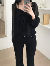 cheek ribbon blouse (2 colors)