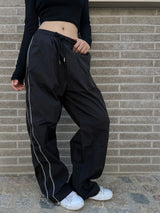 Two-way two-line crunchy wide trek long pants (3 colors)