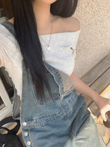 Off Shoulder Slim Rib Short Sleeve T-shirt (3color)
