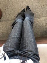 シンセビンテージウォッシュ加工ブーツカットデニムパンツ