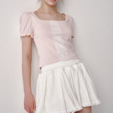 Lace Puff T-shirt (Pink)