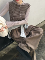 ホエールコーデュロイフリーススナップワイドパンツ(4c)