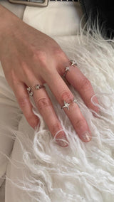 Star piercing open ring SET